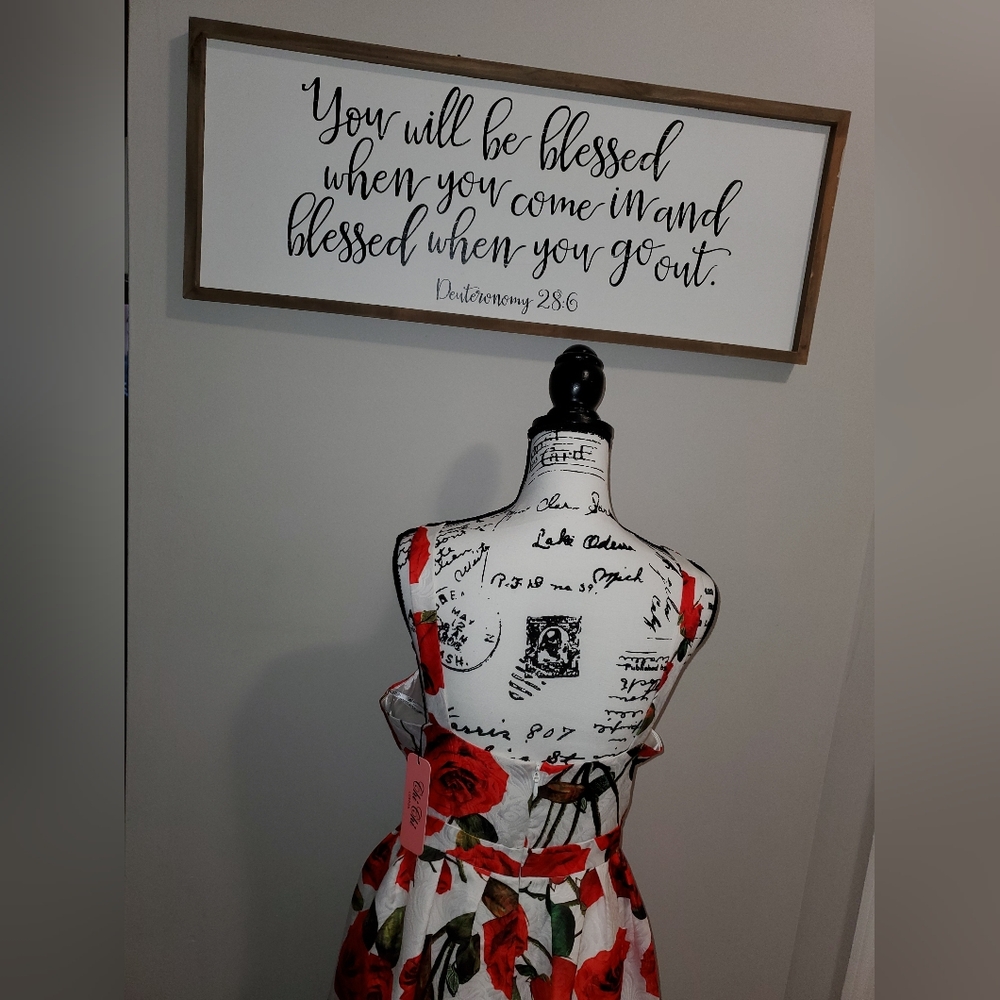 ModCloth Unique Vintage Chi Chi London High Tea Red Rose Formal Dress Size 20 - Picture 10 of 16
